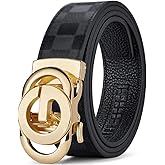 VANNANBA Mens Ratchet Belts Genuine Leather Designer Belt with Automatic Buckle Alloy Gift for Men