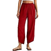 Feiersi Womens Baggy Wide Leg Pants Elastic Waisted Casual Palazzo Harem Pants Summer Beach Trousers