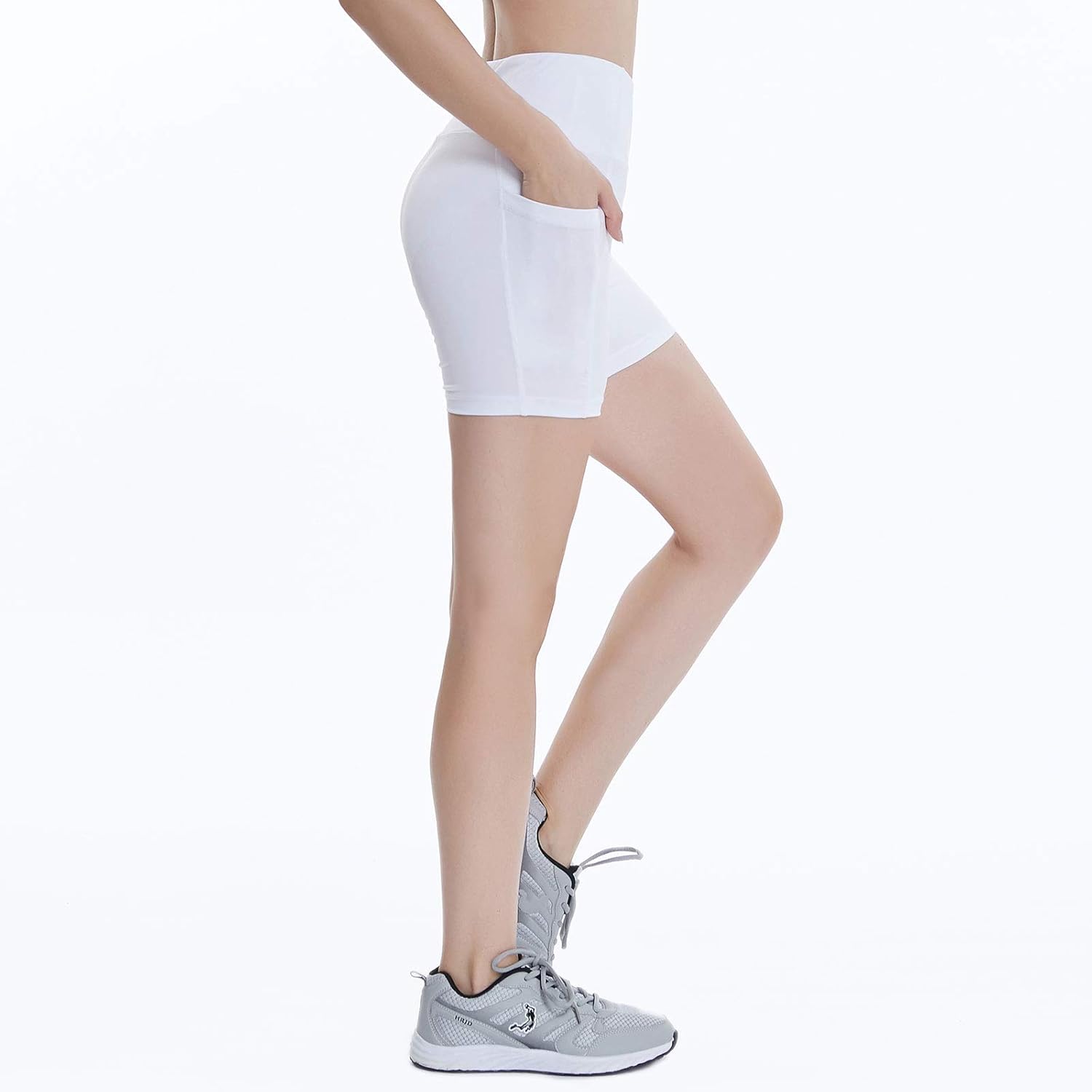 LAZALAM Women's 2" /5" /8" High Waist Workout Yoga Shorts with Pockets Athletic Running Shorts Exercise Biker Shorts: Clothing