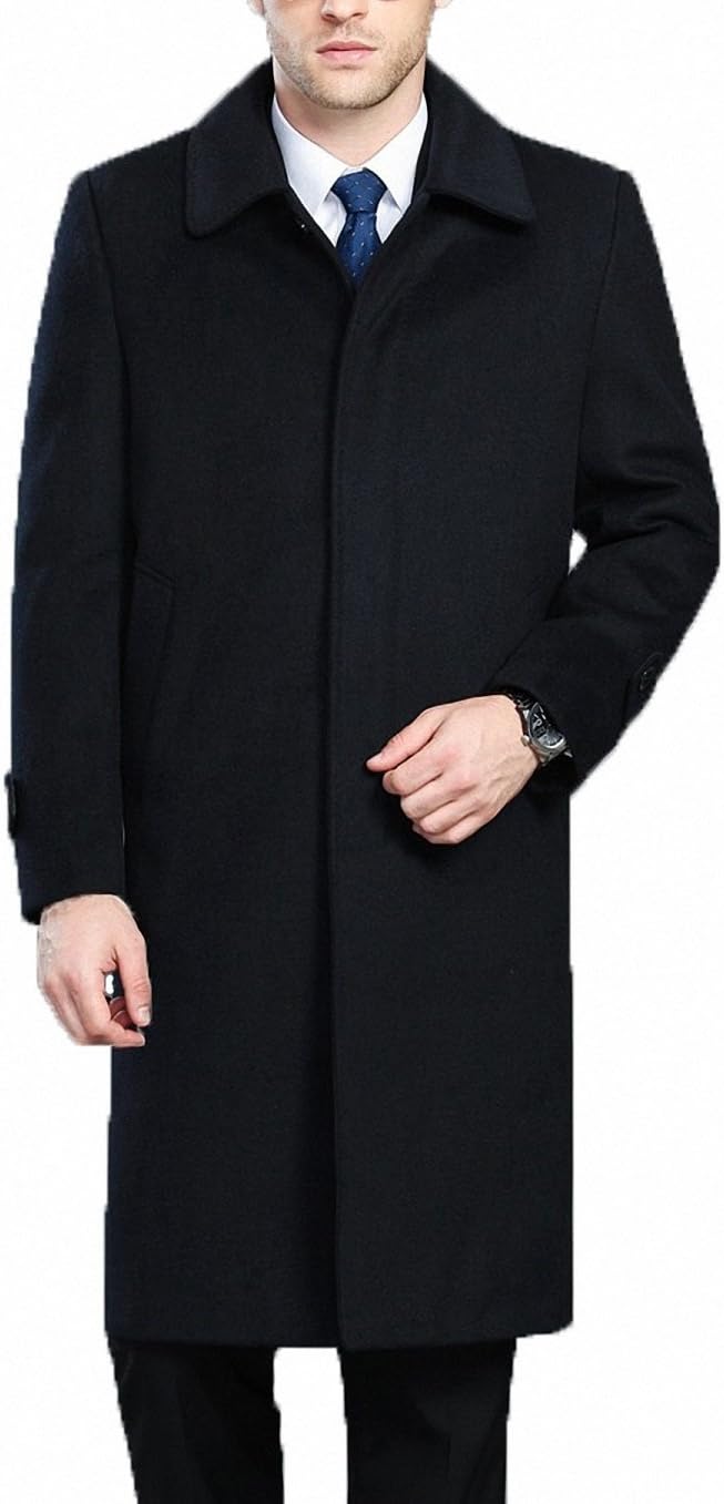 FASHINTYMen's Classical France Style Single Breasted Wool Coat Windbreaker #00153160