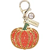 MONNEL MC379 Crystal Pumpkin with Lobster Clasp Charm for Women with Velvet Bag (Orange,1 Piece)