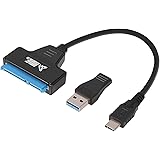 HDE USB C to SATA Adapter Cable for External Hard Drive HDD/SSD Drives (Thunderbolt 3 Compatible) with Included USB-C to USB Type A 3.0 Adapter for Laptop and Desktop PCs