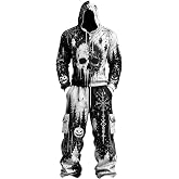 Skeleton Costume Men Halloween 2 Piece Jogging Funny Skull Printing Suits | Halloween Costumes,Hoodie and Sweatpants Sweat Suits Sweatsuit Set ,Casual Streetwear,Dress-Up Parties,Gifts,Scary Costume