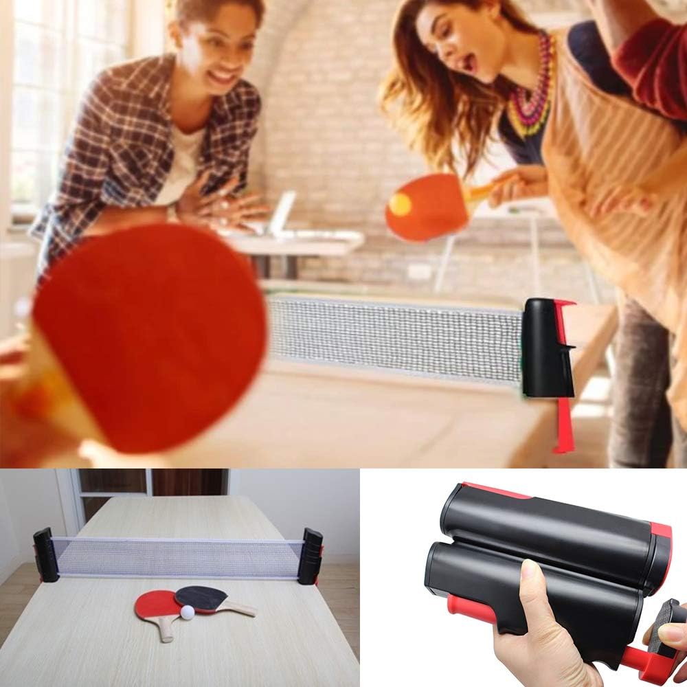Tabletop Table Tennis Games Set Professional Ping Pong Paddle Set, Anywhere Ping Pong Equipment to-Go Includes Retractable Net Post 2 Ping Pong Paddles, 3 pcs Balls, Attach to Any Table Surface : Sports & Outdoors