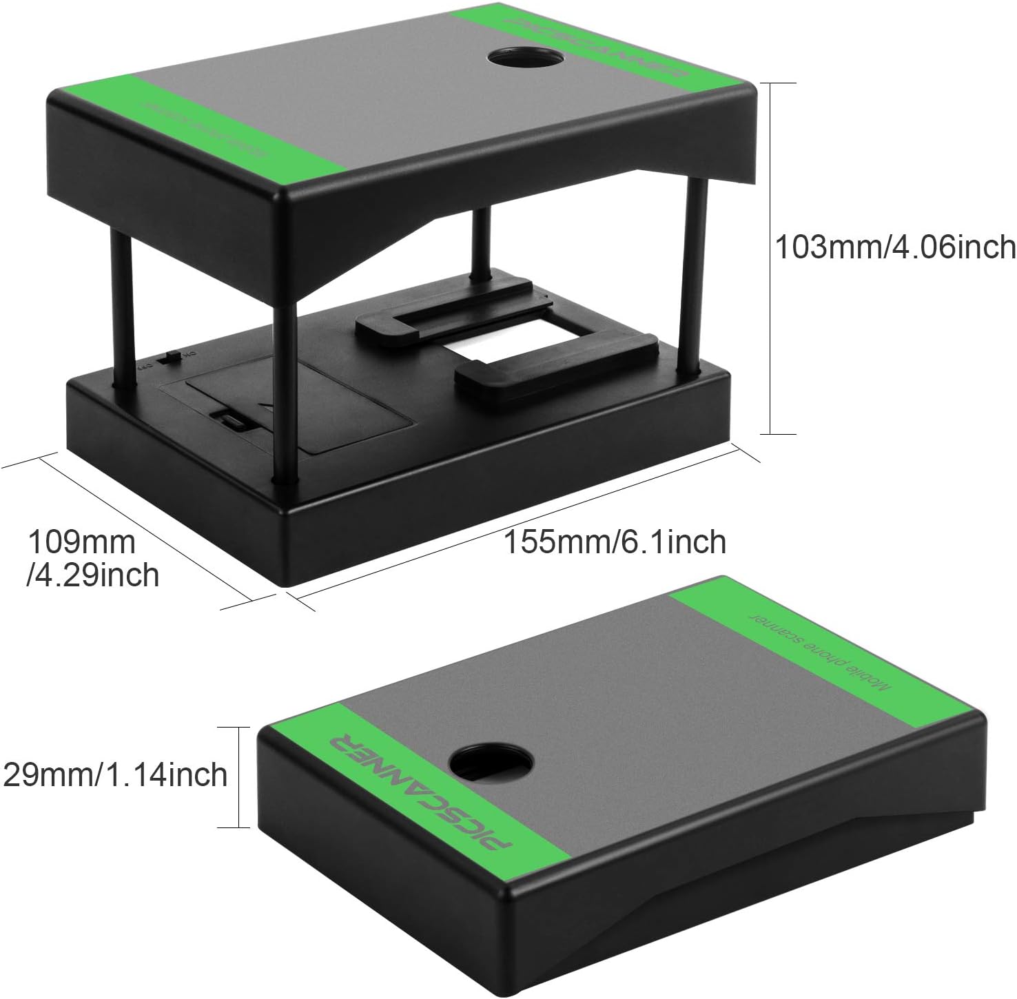 Rybozen Mobile Film and Slide Scanner, Converts 35mm Slides & Negatives into Digital Photos with Your Smartphone Camera, Interesting Presents and Toys with LED Backlight（2AA Batteries not Included: Electronics