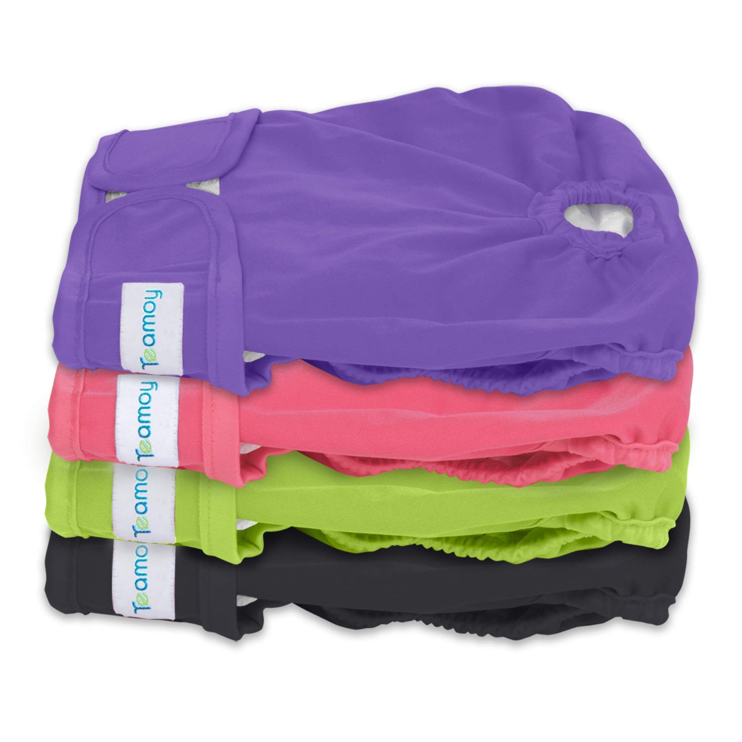 Teamoy 4pcs Pack Female Dog Nappies, Washable Dog Nappies Dog Sanitary Pants, Super-Absorbent and Comfortable, L1