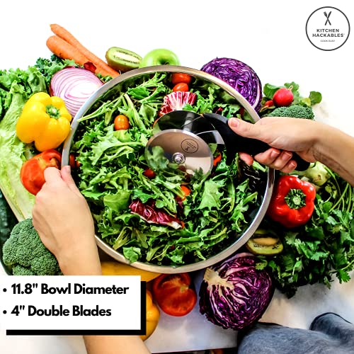 Salad Chopper Blade and Bowl Stainless Steel Salad Cutter Bowl with