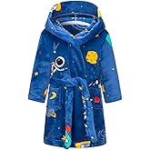 SRVNFBKT Boys Girls Robe Soft Fleece Hooded Bathrobe for Kids