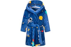 SRVNFBKT Boys Girls Robe Soft Fleece Hooded Bathrobe for Kids