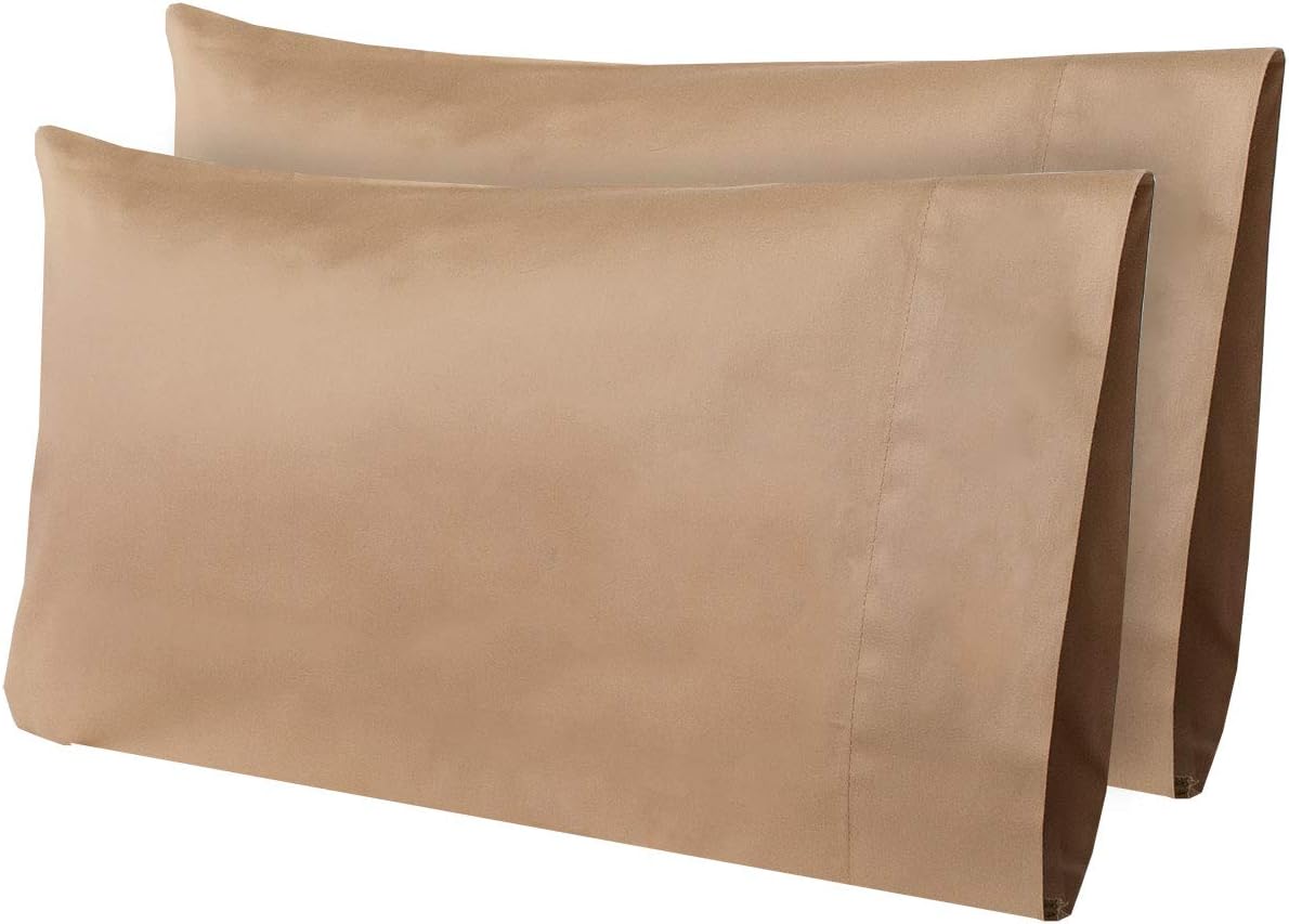 AB Lifestyles 2 Pack 12x18 300 Thread Count 100% Cotton Travel Pillowcase Travel Size, Toddler Size Pillowcase, Color: Camel (Made in The USA!)