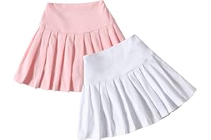 Neutocd Toddler Baby Girls Skirts Skorts Elastic High Waist Plain Pleated Skirts for Girls Running Sports Tennis Skater Skirt