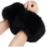 Newcotte Women's Faux Fur Wrist Cuffs a Pair of Warmers Winter Furry Windproof Arm Sleeves Warm Wristbands