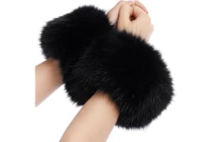Newcotte Women's Faux Fur Wrist Cuffs a Pair of Warmers Winter Furry Windproof Arm Sleeves Warm Wristbands