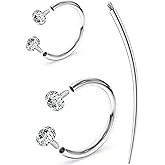 Oufksiyy 16g Septum Rings Internally Threaded F136 Titanium Rook Piercing Jewelry Septum Jewelry Lip Ring Hoop Horseshoe Earrings Daith Piercings for Women Men 8mm 10mm Silver Cubic Zirconia