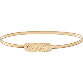 LIQWEI 1 Pc Gold Belts For Women, Skinny Gold Belt Waist Belt, Stretchy Metal Chain Women's Belts For Women Dresses Formal Jeans Shirt