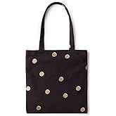 kate spade new york Cute Canvas Tote Bag for Women, Black Canvas Beach Bag, Book Tote with Pocket, Scatter Dot