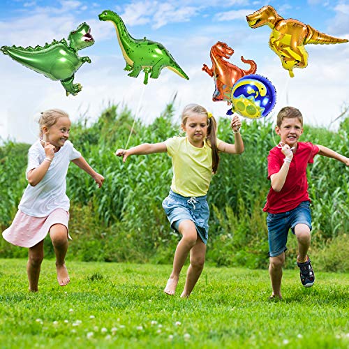 Herefun 8 Stücke Dinosaurier Folienballon, Dinosaurier Ballons Wiederverwendbare Heliumballons, Folien Ballons für… – Bild 5
