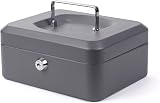Pavo Premium 8-Inch Metal Cash Box 20 x 16 x 9 cm with 2 Keys