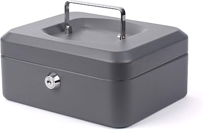 Pavo Premium 8-Inch Metal Cash Box 20 x 16 x 9 cm with 2 Keys