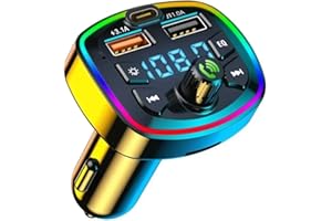 FM Car Cigarette Lighter PD 3.1A Fast Charging Bluetooth 5.0 MP3 Player Car Music USB Converter Hand Free with Digital Displa