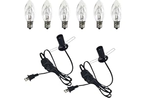 LCMLA Salt Lamp Cord with 6 Pcs 15W Bulbs 5 Feet Long Replacement for Himalayan Salt Lamp Salt Rock Lamp String Light with Dimmable Switch and Butterfly Clip Power Cord