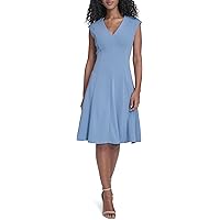 Calvin Klein Women's Sleeveless A-line Belted Midi Dress, Meadow, 12 at  Amazon Women's Clothing store