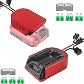 JREDK 2Pcs Power Wheel Adapter for Craftsman 20V Li-ion Battery Dock Power Connector with ON/Off&Fuse&14AWG Wire&Wire Terminals,Power Convertor Power to DIY RC Trucks, RC Toys,Robotics,Led Lights