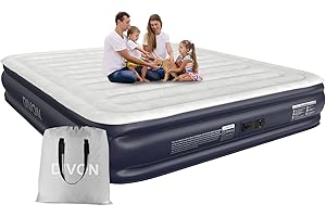 DIVON King Air Mattress With Built In Pump,Blow Up Mattress 2 Mins Self-Inflation/Deflation,Upgraded Thicker Inflatable Mattress，Flocked Top Air Bed with Storage Bag for Guests,Home，Camping，750 lbs Max