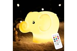 CHWARES Night Light for Kids, Elephant Nursery Night Lights with Remote, 7 Color Kawaii Lamp, Room Decor, USB Rechargeable, Cute Lamp Gifts for Baby, Children, Toddlers, Teen Girls