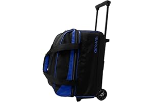 Pyramid Prime Double Roller 2 Ball Bowling Bag with Large Separate Compartment for Bowling Shoes (Up To US Mens Size 16) or Accessories, Locking Handle - Extends to 40"