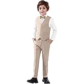 Boy's 5-Piece Suit, Boys' Formal Suit Set with Vest Pants and Tie, Boys Formal Dresswear Vest Set, Toddler Boy Vest Set