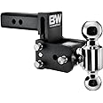 B&W Trailer Hitches Tow & Stow Adjustable Trailer Hitch Ball Mount - Fits 2" Receiver, Dual Ball (2" x 2-5/16"), 3" Drop, 10,000 GTW - TS10033B