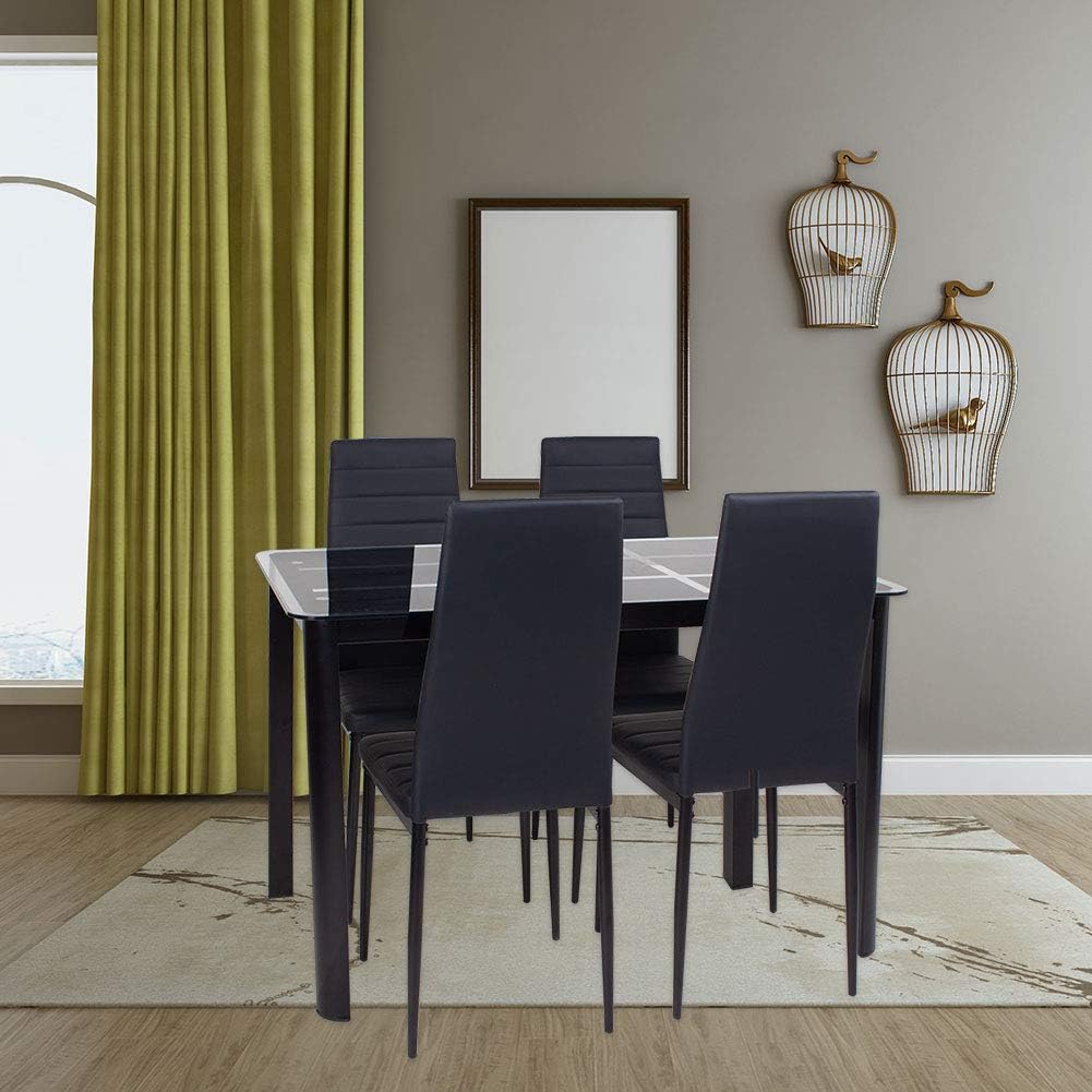 Modern Home Kitchen Living Room Furniture Jeffordoutlet Dining Table And Chairs Set Of 4 Chairs Black Glass Table Black Chairs Dining Room Sets
