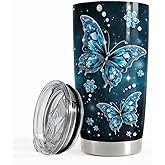 SANDJEST Butterfly Tumbler 20oz Stainless Steel Insulated Tumblers Coffee Travel Mug Cup Jewelry Drawings Style Butterfly Gifts for Women Girls Teen Gift for Birthday Christmas
