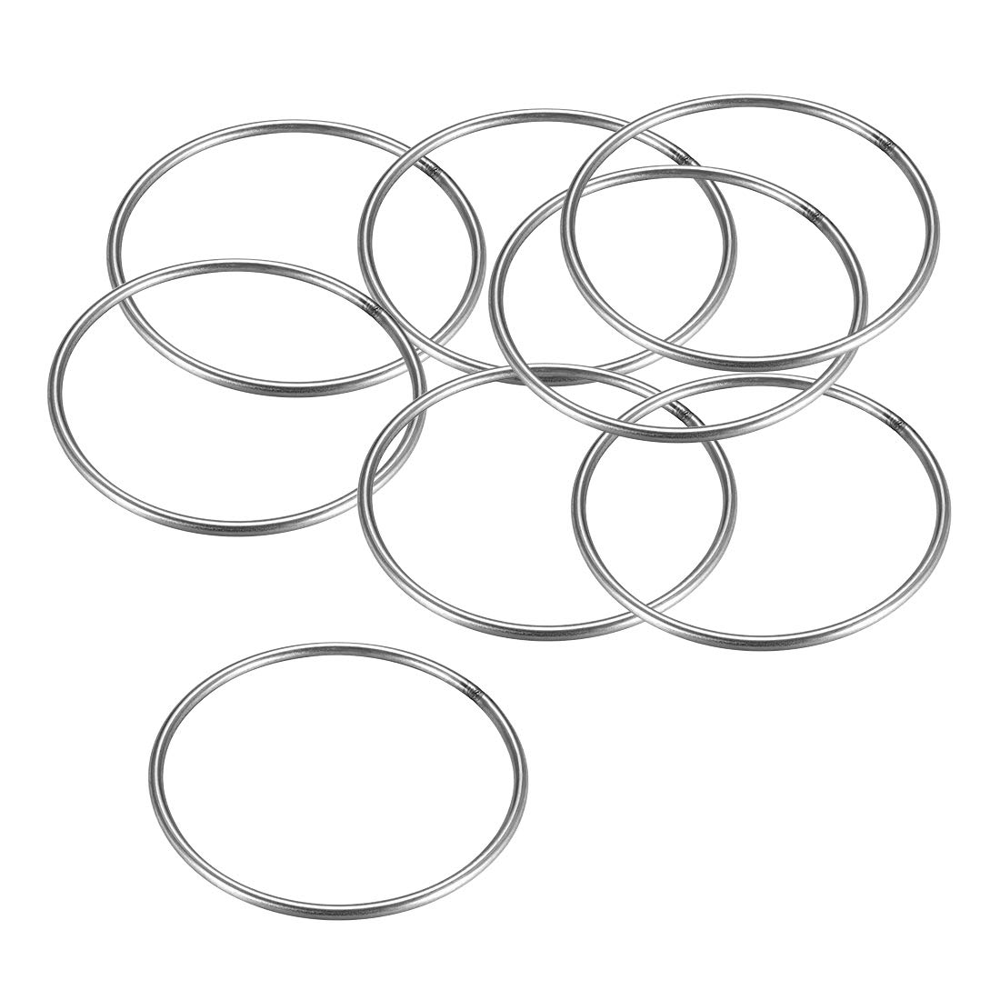 sourcing map 201 Stainless Steel O Ring 100mm(3.39") Outer Diameter 4mm Thickness Strapping Welded Round Rings 8pcs