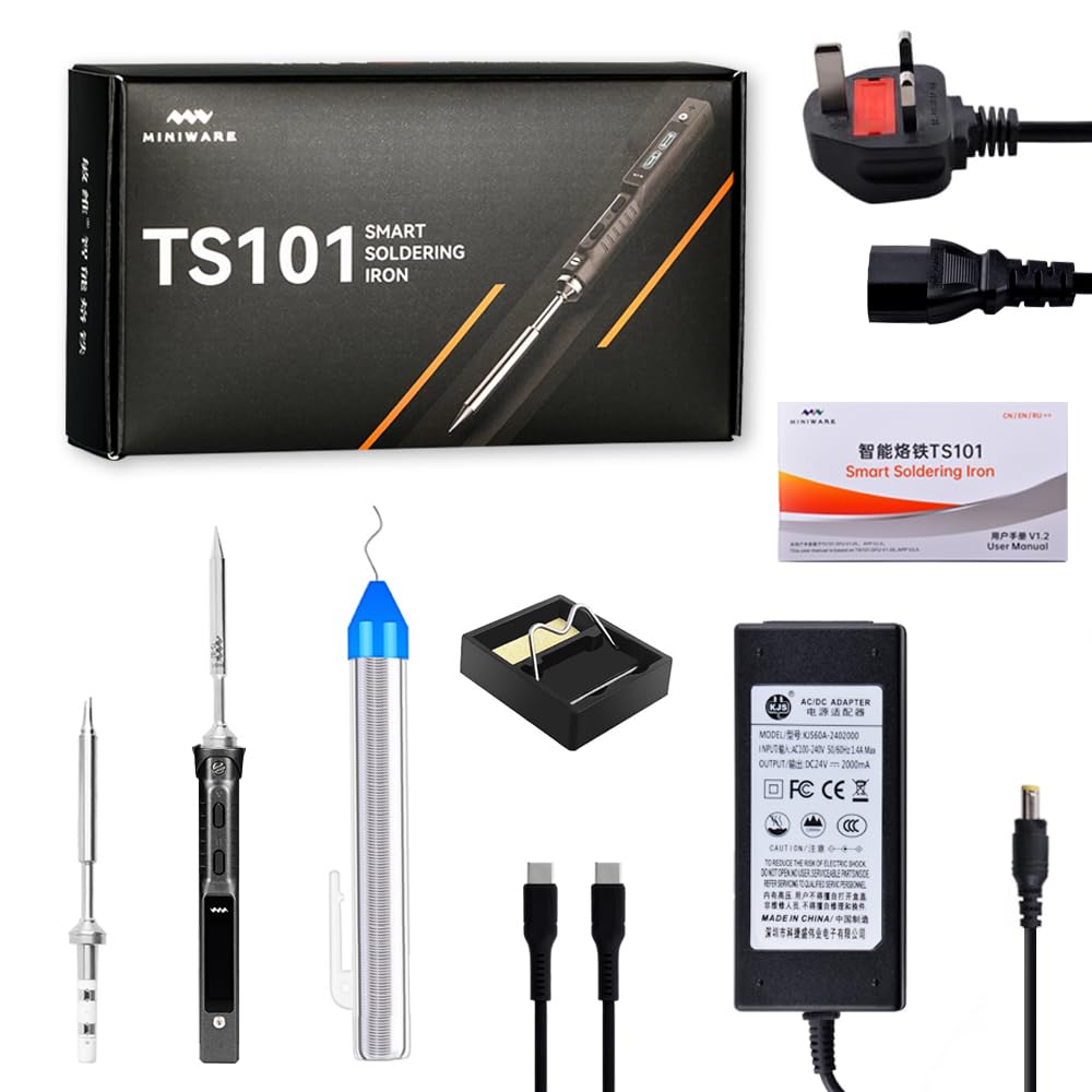 NewHail TS101 Digital OLED Programmable Pocket 65W Electric Portable Smart Soldering Iron Kit Fast Heat Embedded Interface DC 5525 Acceleration Sensors STM32 Chip with B2+BC2 Tip Kit