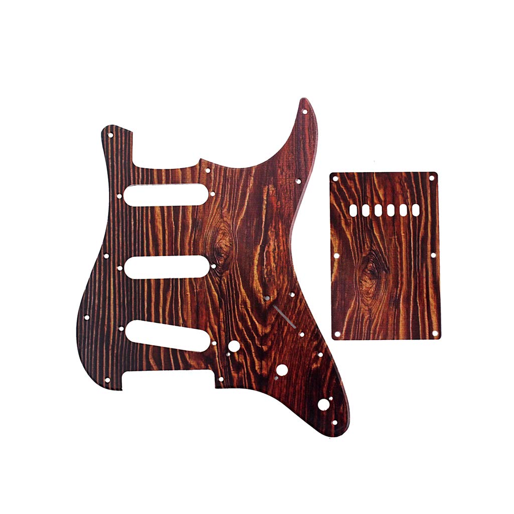 Alnicov Pickguard SSS Guitar Pick Guard Back Plate For Standard Guitar Replacement,Wood Color