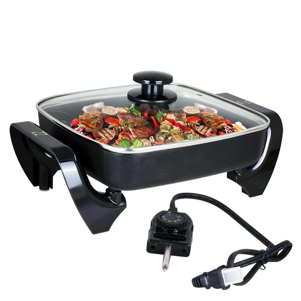 ZZ SK577 10 By 10 Inch NonStick Electric Skillet With Glass Cover Lid