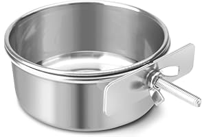 Reshiho Dog Bowl Stainless Steel Pet Hanging Food Water Bowl Cage Feeding Cup Feeder for Dogs Cats Rabbits Birds Small Animal (Small)