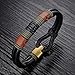 JOEYOUNG Fashion Jewelry Leather Bracelet Bangle for Men Black Fabric Genuine Leather Wristband Bangle