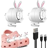 Rechargeable Shoe Charm Lights, 2PCS Cute Bunny Shoe Lights for Croc Style Shoes, IPX5 Charm Accessories with 3 Lighting Modes, Headlights for Camping Dog Walking for Kids