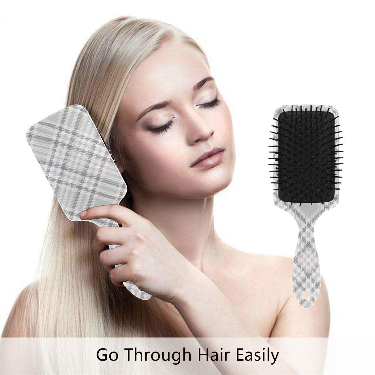 Amazon Com Hair Brush Natural Boar Bristle Hairbrush Plaid