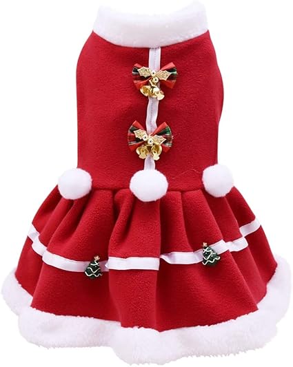 Savlot Love Lettre Motif Chien Robe De Noël Chien Robe Pet Automne Hiver Vêtements Chauds Chiot Chaud Jupe En Polaire Pour Chien Filles