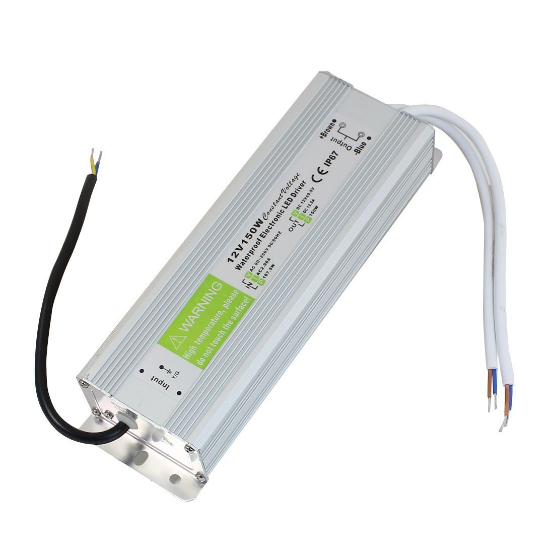 12,5Amp_150 Watt Dc12v Ac 220-250v Input Power Supply Waterproof IP67 Led Driver in Aluminum Alloy housing Suitable for led strip ligting, Led Module and Outdoor DC12V ligh(150 watts IP67)