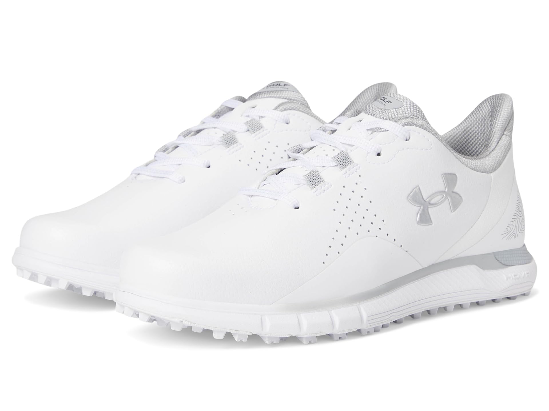 Under Armour Men’s Drive Fade Spikeless, (102) White/White/Metallic Silver, 11, US