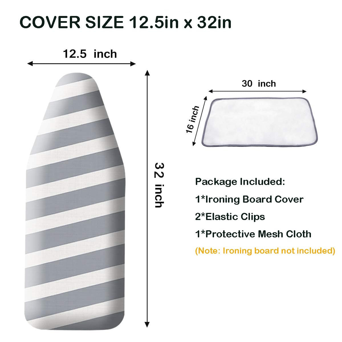 SheeChung 12.5 x 32 Inch Small Ironing Board Cover and Pad,Cotton Cover & Extra Thick Padding,Resists Scorching and Staining,Elastic Cord,Fits Small Mini Table top Ironing Board (Board not Included)