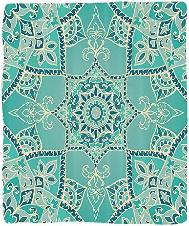 Chaoran 1 Fleece Blanket on Amazon Super Silky Soft All Season Super Plush Turquoise Decor Collection Arabic Islamic Persian Ottoman Motifs Turkish Iranian Ethnic Artsy Mala Bohotyle Fabric et