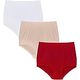 Vanity Fair Women's High Waisted Underwear, Full Coverage Ladies Panties, Perfectly Yours Briefs, Nylon - Legacy Red/Fawn/Glacier White, 11