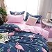 LA MEJOR Duvet Cover Queen Size Flamingo Comforter Cover Design Hotel Quality（1 Duvet Cover+2 Pillowcases)