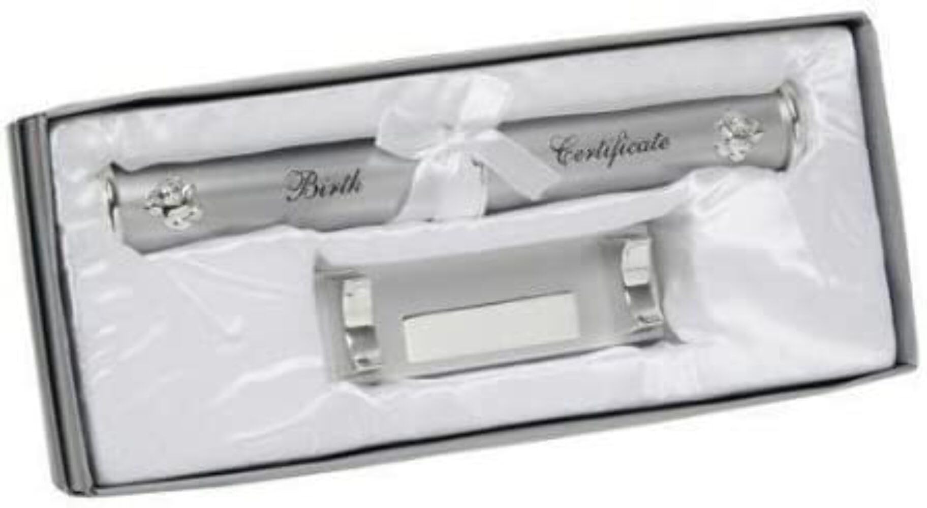 Shudehill Giftware Silver Plated Birth Certificate Holder and Stand Christening Gift